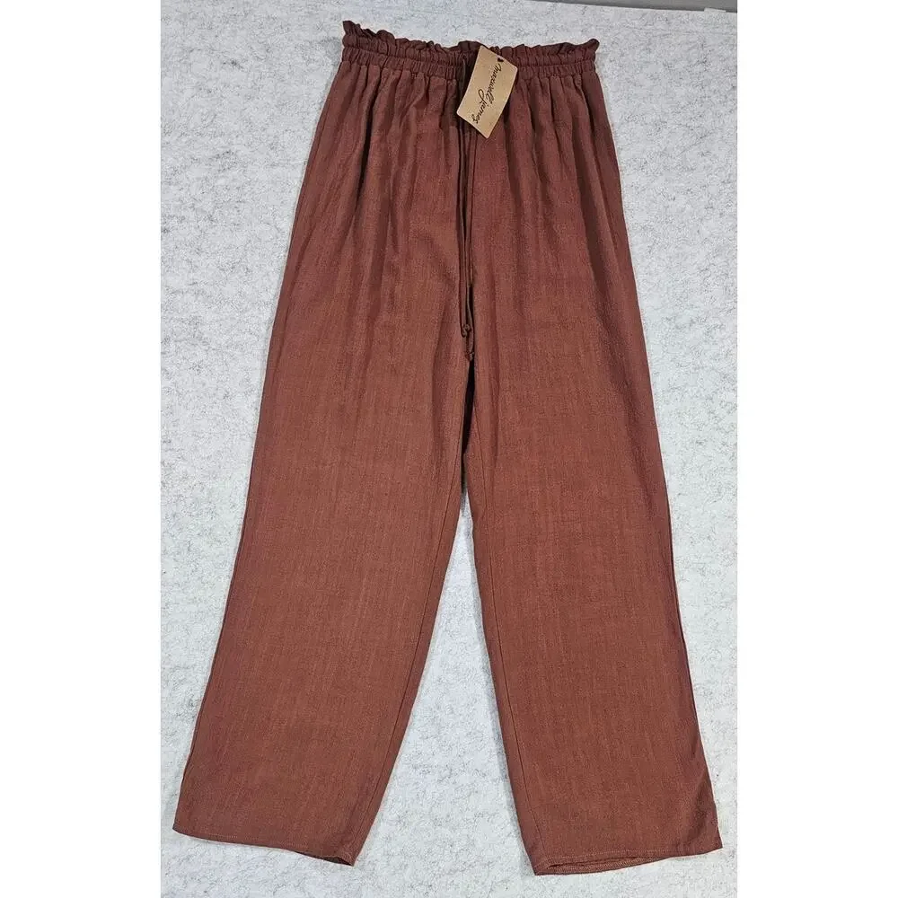 Maxwell James Stanton Kiran Pant 70% Cotton 30% Linen, Drawstring Waist Sz M New - Picture 1 of 8